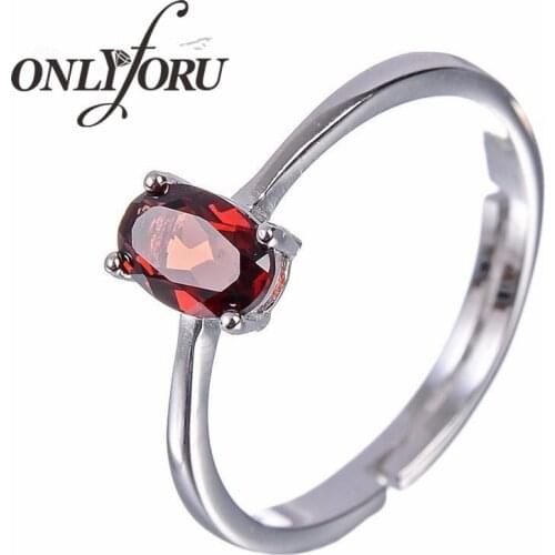 Natural Garnet 925 Sterling Silver Ring Cut Purple Stone Women Wedding Anel Aneis Gemstone Rings