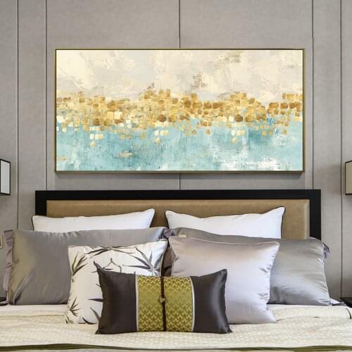 Golden Abstract Canvas Art Wall Paintings Home Wall Decor Golden Point Modern Art Posters And Prints For Living Room Cuadros