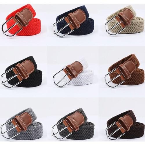 Unisex Canvas Stretch Braid Adjustable Buckle Belt For Women Men Solid Color Luxury Belts for Pants Jeans 107x3.5cm, 1 Piece