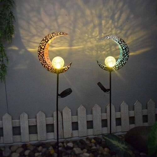 1pcs Solar Ground Plug Outdoor Landscape Lamp Garden Decorative projection Iron Art Lawn Light Retro Courtyard Moon/Sun Lanterns