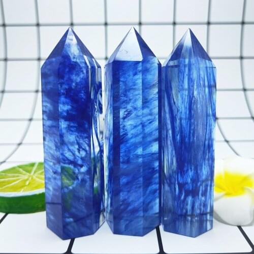 160g quartz point blue smelt crystal wand smelting stone tower glass points Mineral Specimen healing