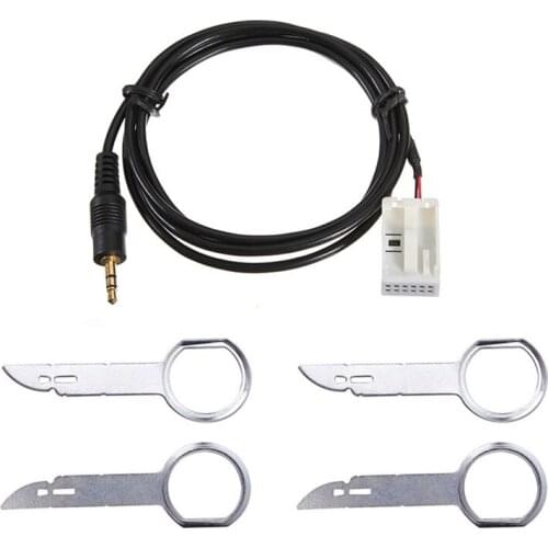 3.5mm 6000 CD AUX In Input Adapter Cables for Ford Focus C-MAX Mondeo Fiesta+Sent Free Radio Removal Keys