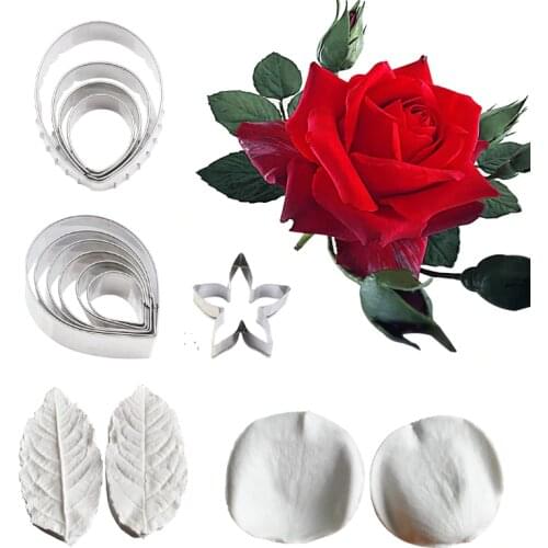 5 Styles Rose&Leaf Veiner Silicone Mold Flower Cake Decorating Tools Chocolate Gumpaste Mold Chocolate,Sugarcraft Cutters CS409