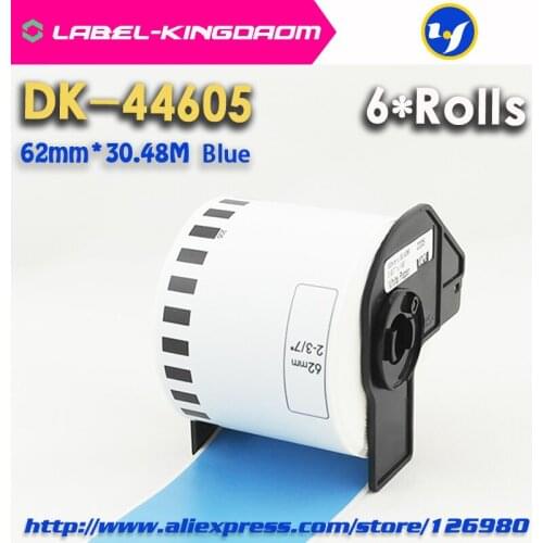 6 Rolls Generic Brother DK-44605 Label 62mm*30.48M Blue Color Compatible for Brother QL-570/700 All Includ With Plastic Holder