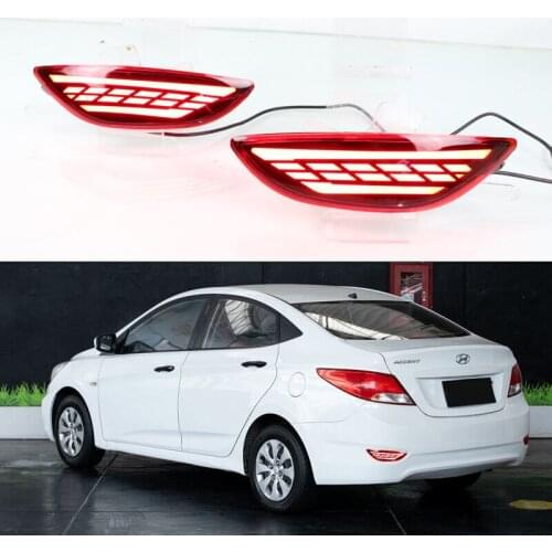 Car LED Rear Bumper Lamps For Hyundai Accent Sedan 2012 2013 2014 2015 2016 Brake Reflector Fog Lights Taillights