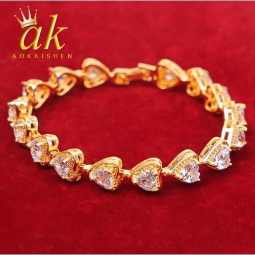 Heart Bracelet Copper Gold Color Rock Women Jewelry