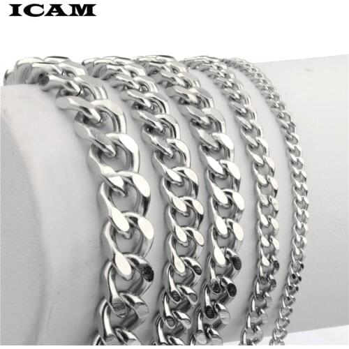 ICAM Bracelets For Women Men Curb Stainless steel Chains Mens Bracelets Fashion Jewelry Gifts