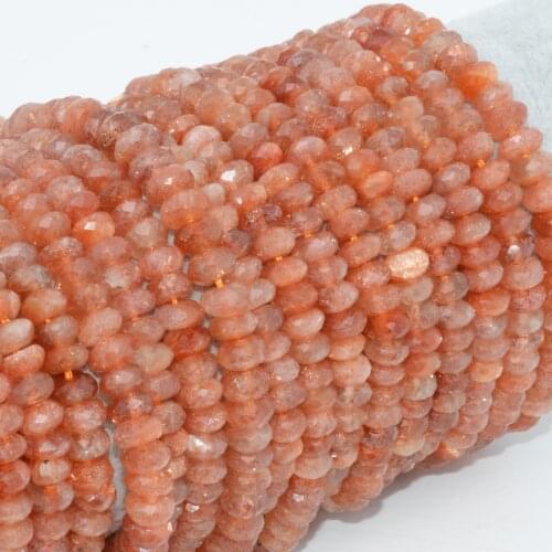 Natural Strong Sparkling Sunstone Faceted Rondelle Beads 7mm, Thickness 3.5mm-4mm