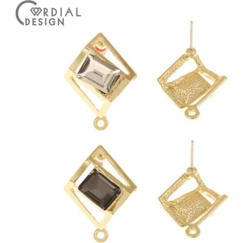 Cordial Design 100Pcs 16*22MM Jewelry Accessories/Rhinestone Earrings Stud/Rhombus Shape/DIY Making/Hand Made/Earring Findings