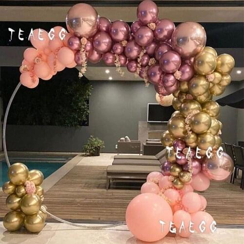 Baby Shower Girl Birthday Party Balloon Garland 119Pcs Metallic Rose Red Gold Globos Arch Kit For Wedding Party Decor Supplies