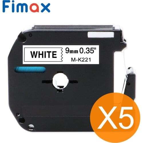 Fimax 5pcs MK221 Compatible For Brother P-touch M Tape M221 M-K221 Black on White Label Tape for PT-65 PT-70 PT-80 PT-85 PT-90