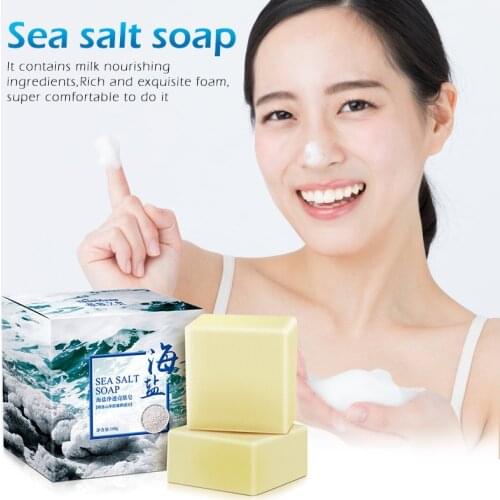 Hot 100g Goat Milk Sea Salt Soap Cleaner Removal Pimple Pores Acne Treatment Face Wash Soap Moisturizing Face Care TSLM1
