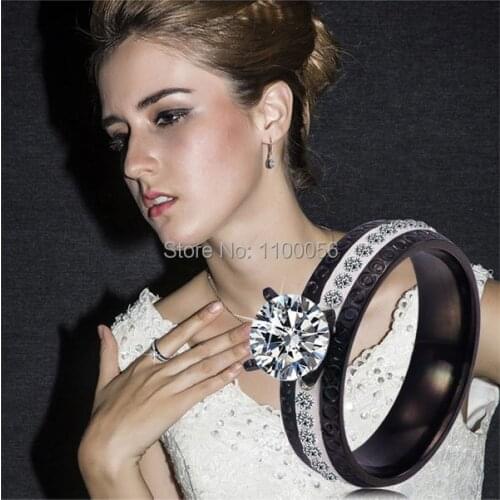 Italy Bijoux Femme Anel Zirconia Feminino Women Titanium Rings Crystal Jewelery Wedding Engagement Jewelry J1511