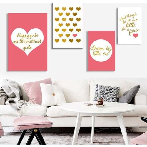Valentines Day Love White Gold Letter Decorative Painting Poster Bedroom Living Room Canvas Painting Cuadros Decoracion Salon