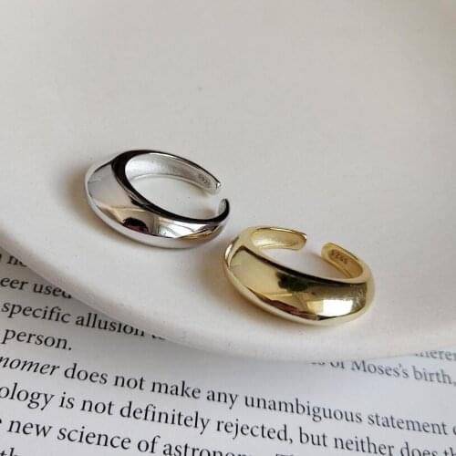 925 Sterling Silver Concave Convex Curved Surface Rings Moroccan Style Elegant Open Rings For Women Fine Jewelry Charm Gift