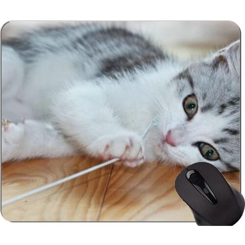 Mouse Pad with Stitched Edge,Kitten Pet cat Non-Slip Rubber Base Mousepad