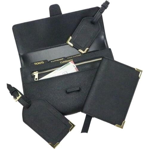 Monogrammed saffiano leather travel collection gift travel set kits leather passport holder cover travel tag long travel wallet