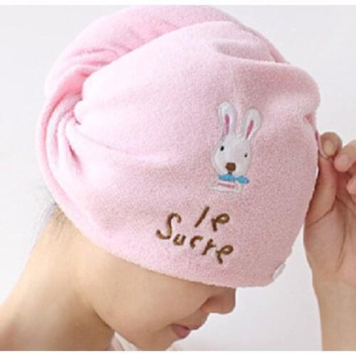Cute Dry Hair Cap Coral Velvet Super Absorbent Hair Turban Quickly Dry Hair Hat Wrapped Towel Bathing Accessories