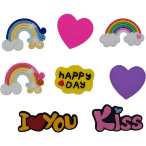 Lovely Animals Lucky Cat Rainbow Owl Panda Fruits Rainbow Balls Shaped Beach Shoes Ornaments Sandal Charms