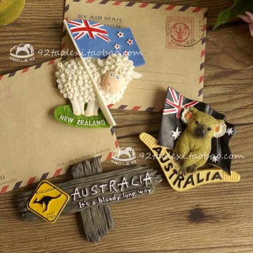 Canada Australia New Zealand Sydney Fridge Magnets Koala Kangaroo Sheep Elk Kiwi Refrigerator Magnetic Sticker Souvenir