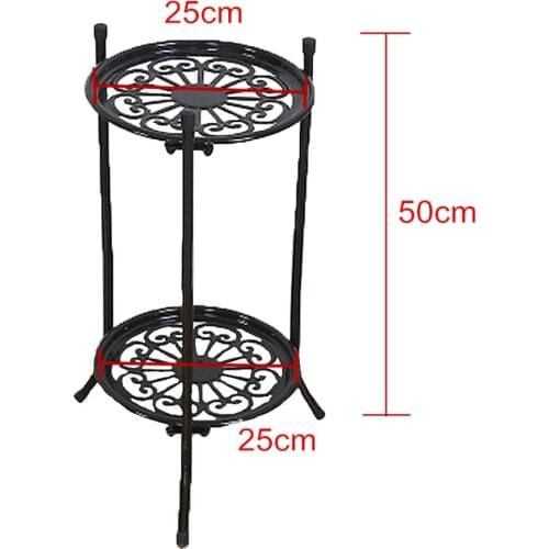 Metal Plant 2 Tier Stand Shelf Black/White Elegant Display Garden Balcony Flower Pot Shelf Rack Holder Home Indoor Decor