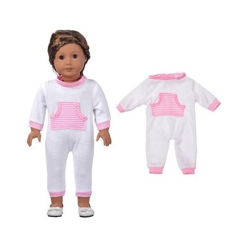 Fashion New Pattern Popular White Striped Pajamas Fit 18 Inch American&43cm Baby New Born Doll Clothes Accessories,Girls Toys