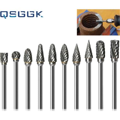 Tungsten Carbide Steel Rotary Drill Bit Abrasive Tools Double Pattern Grinding File Milling Cutter Head For Sanding/Polishing
