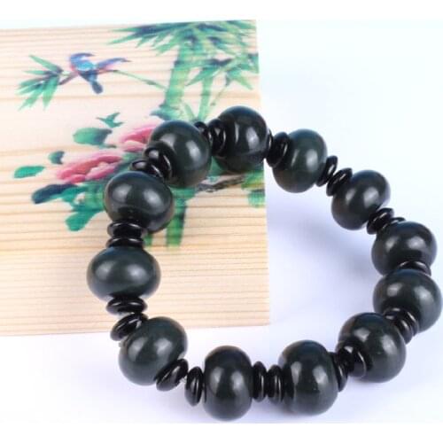 Natural Chinese Hetian Jade Septum Bracelet Elastic Beads Bangle Fine Jewelry Fashion Charm Amulet Gifts for Women Men