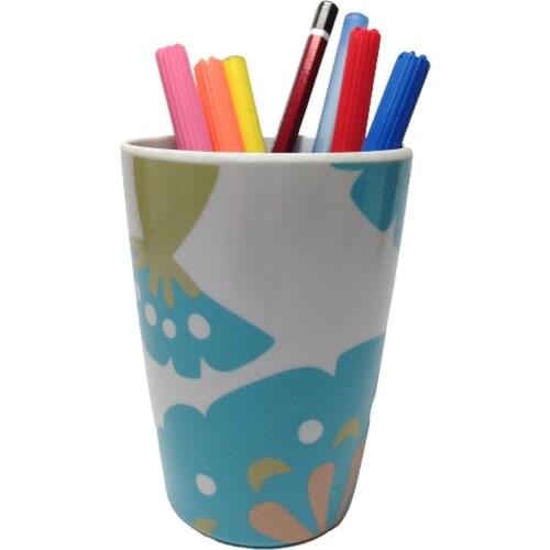 50107K SIA Pen Holder Blue Leaf Office Gadget 6x6x10cm 350ml