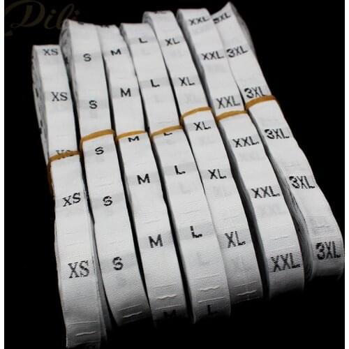 Wholesale 5000 pcs/lot clothing size label woven tags size tags embroidered garment size labels XS-6XL