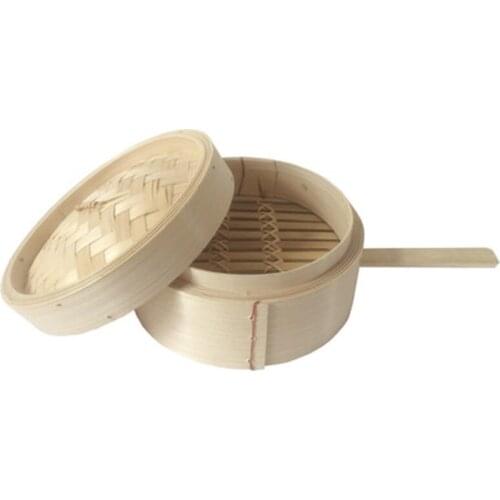 2pc Bamboo Steamer Basket with lid handle 15cm for soup meat dumplings dim sum vegetable steam cook tools vaporera bambu