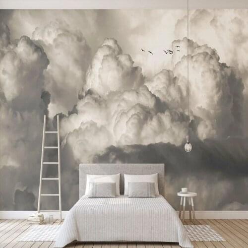 Custom Wallpaper 3D Retro Nostalgic White Clouds Flying Birds Photo Wall Murals Living Room TV Bedroom Creative Art Wall Papers