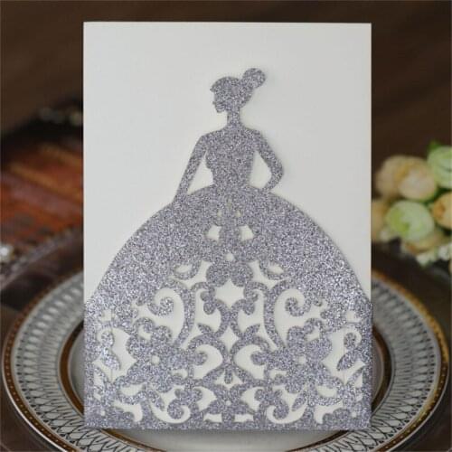Bridal shower invitation card glittery laser cutting birthday baptism party greeting cards