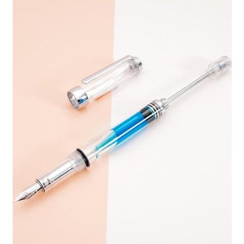 Luxury quality Wingsung 3013 Fountain Pen Vaccum Filling Spin Transparent EF/F Nib Negative pressure ink color pen
