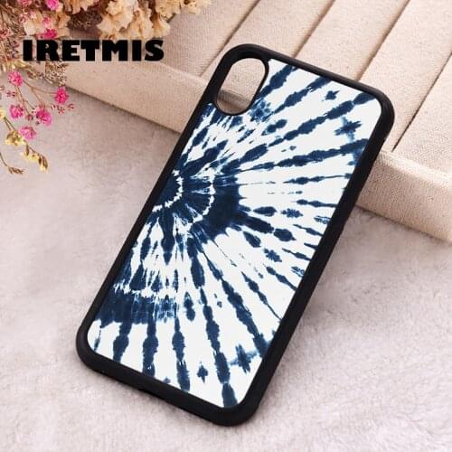 Iretmis 5 5S SE 2020 Phone Cover Case for iPhone 6 6S 7 8 Plus X Xs XR 11 12 Mini Pro Max Silicone Tie Dye Navy Blue Pattern