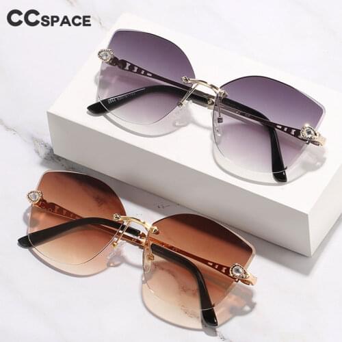 47511 Cat Eye Frameless Sunglasses Retro Charm Fashion Contracted Simple Comfortable Womens Rimless Shade UV400