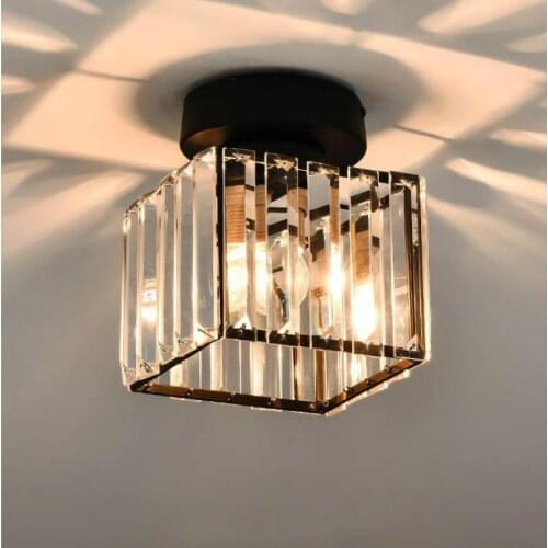 Led Ceiling Lights Crystal Lampshade Balck Gold Plafonnier Living Room Bedroom Modern Round Square Decorative Ceiling Lamp