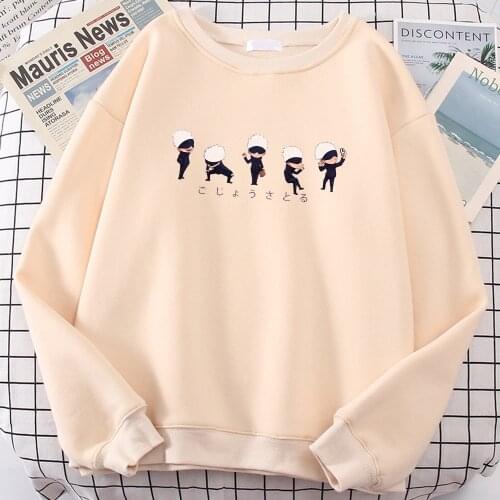 Anime Jujutsu Kaisen Lil Gojo Print Women Hoodie Autumn Fleece Hoody Casual Crewneck Sweatshirt Loose Warm Fashion Men Tracksuit