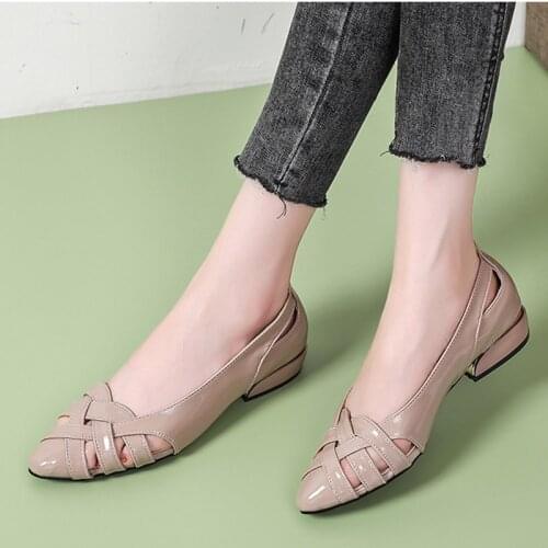 Big Size 35-42 Summer Shoes Women Flats Weave Slip on Flat Shoes Cut outs Boat Shoes Ladies Pointed Toe Low Heels Loafers 9249L