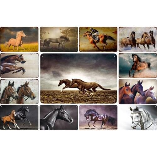 The Mustang Vintage Metal Plaques of Wildlife Animal Running Horse Horserace for Farmhouse Decor Kids Gift Retro Wall Stickers