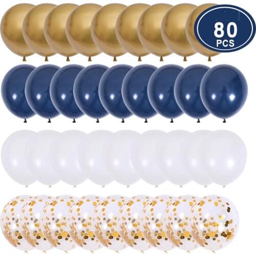 Party balloon 12 inch dark blue balloon golden confetti balloon set festive birthday wedding party decoration balloon package