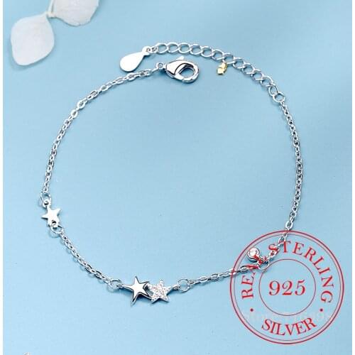 925 Sterling Silver Crystal Star Bracelet For Women Charm Bracelet &Bangle Fashion Jewelry Birthday Party Gift