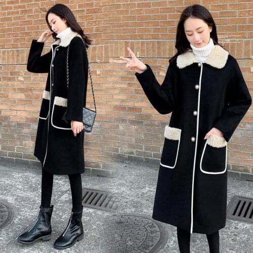 Mid-length Autumn Winter Women Wool Coat New Fashion Korean Loose Woolen Coat Single Breasted Casual Wool Outerwea Female R853