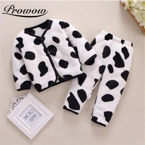 Prowow Winter Warn Baby Girl Sleepwear 2 Pcs Cartoon Kids Toddler Baby Clothing Coral Fleece Baby Girl Clothes Top + Pant Set