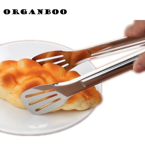 ORGANBOO 1PC Multifunctional stainless steel food clip tongs kitchen grill steak barbecue roll bread clips