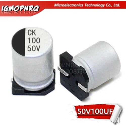 10PCS Electrolytic capacitor 50V100UF 8*10mm SMD aluminum electrolytic capacitor 100uf 50v