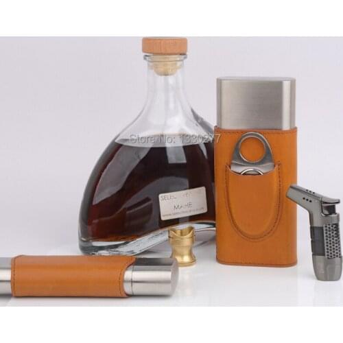 100% Original Brown Synthetic Leather Cigar Tube 3 Fingers Travel Cigar Case Camping Cigar Holder Partable Cigar Humidor