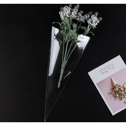 100pcs/Lot DIY Candy Bag Wedding Favors Birthday Party Decoration Sweet Cellophane Transparent Cone Storage With Organza Pouches