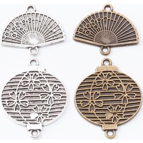 15/25 pieces of retro metal zinc alloy Fan lantern pendant for DIY handmade jewelry necklace making 7168-7170