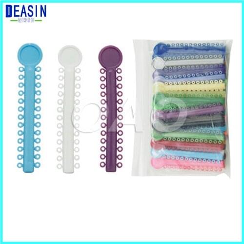 DEASIN NO.25#-30# Dental Orthodontic Materials Transparent Color Ligature Ties Rubber Band Elastic 2 Pack(80pcs)